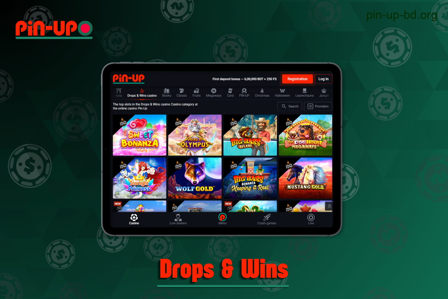 On the Pin Up website, players from Bangladesh can find a large selection of drops wins