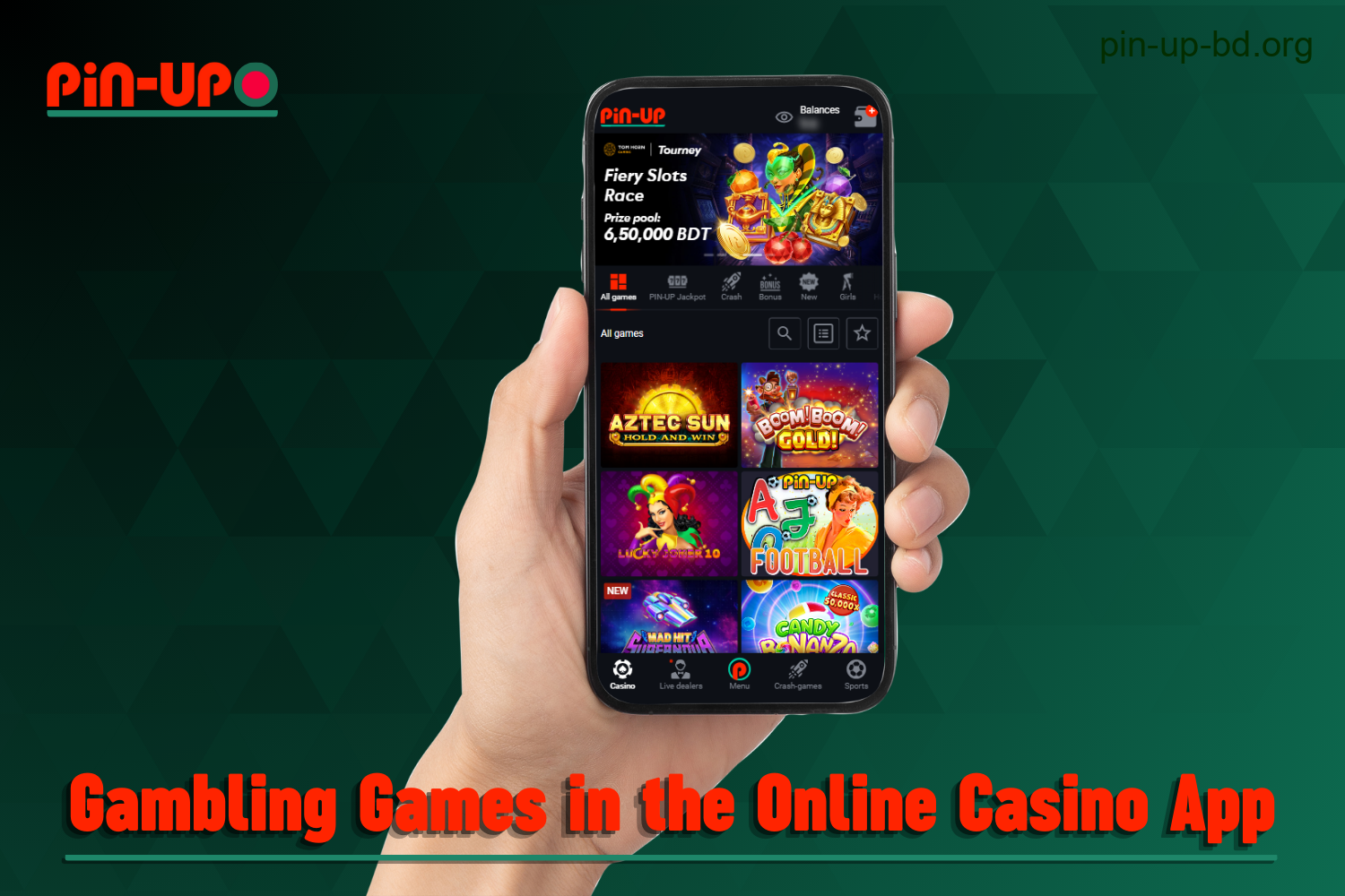 Players from Bangladesh are offered a wide range of gambling options on the Pin Up online casino software