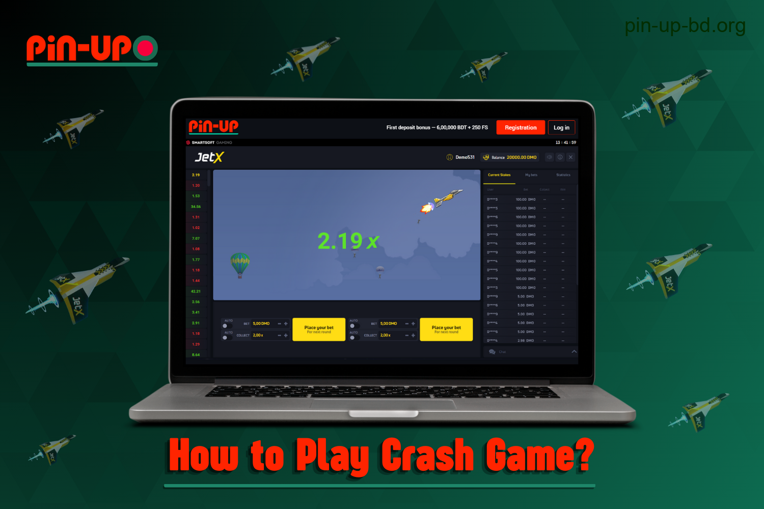 To start playing Pin Up Jet-X, users from Bangladesh should follow a few simple steps