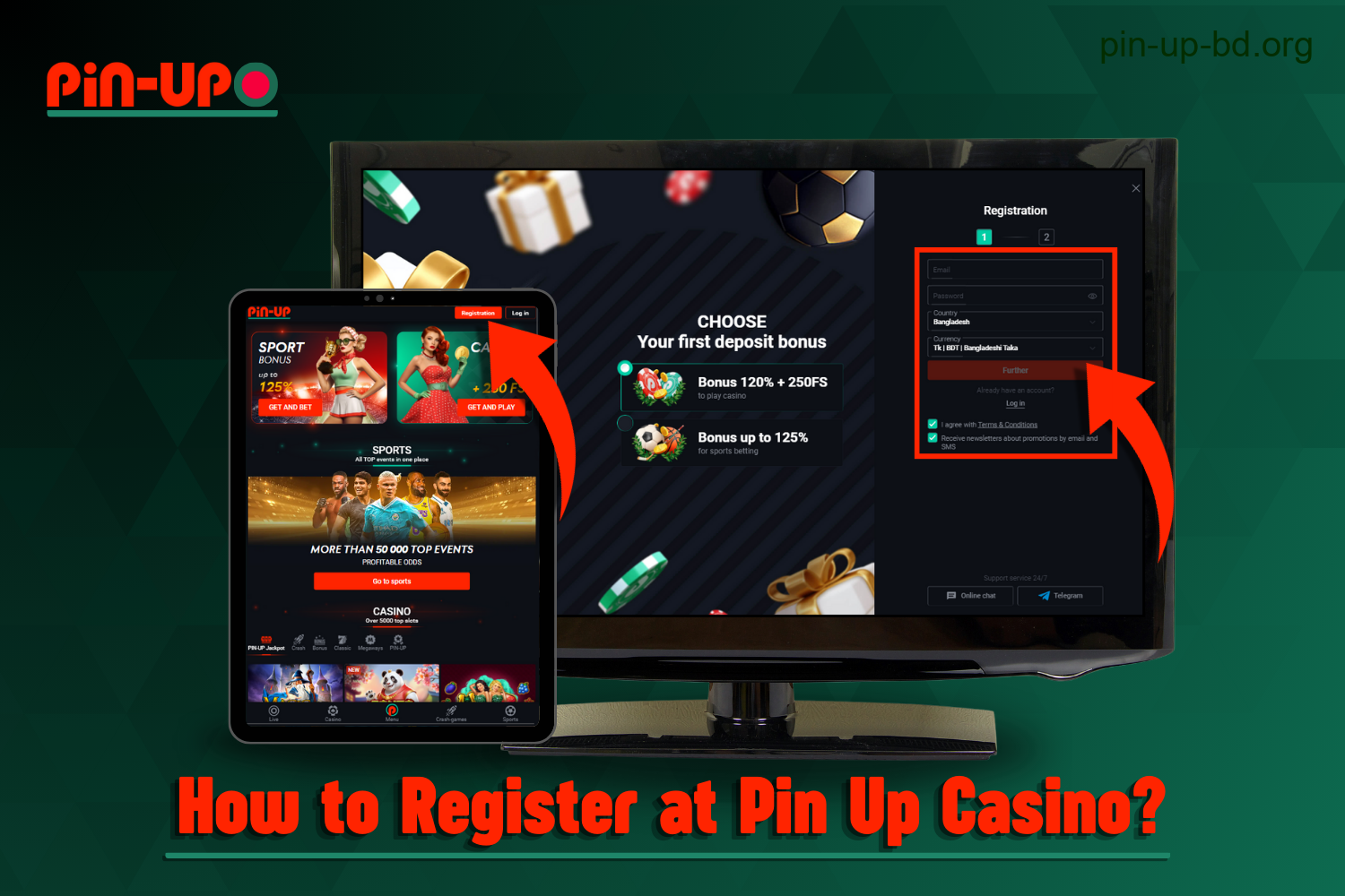 In order to register at Pin Up Casino, users from Bangladesh need to follow a few simple steps