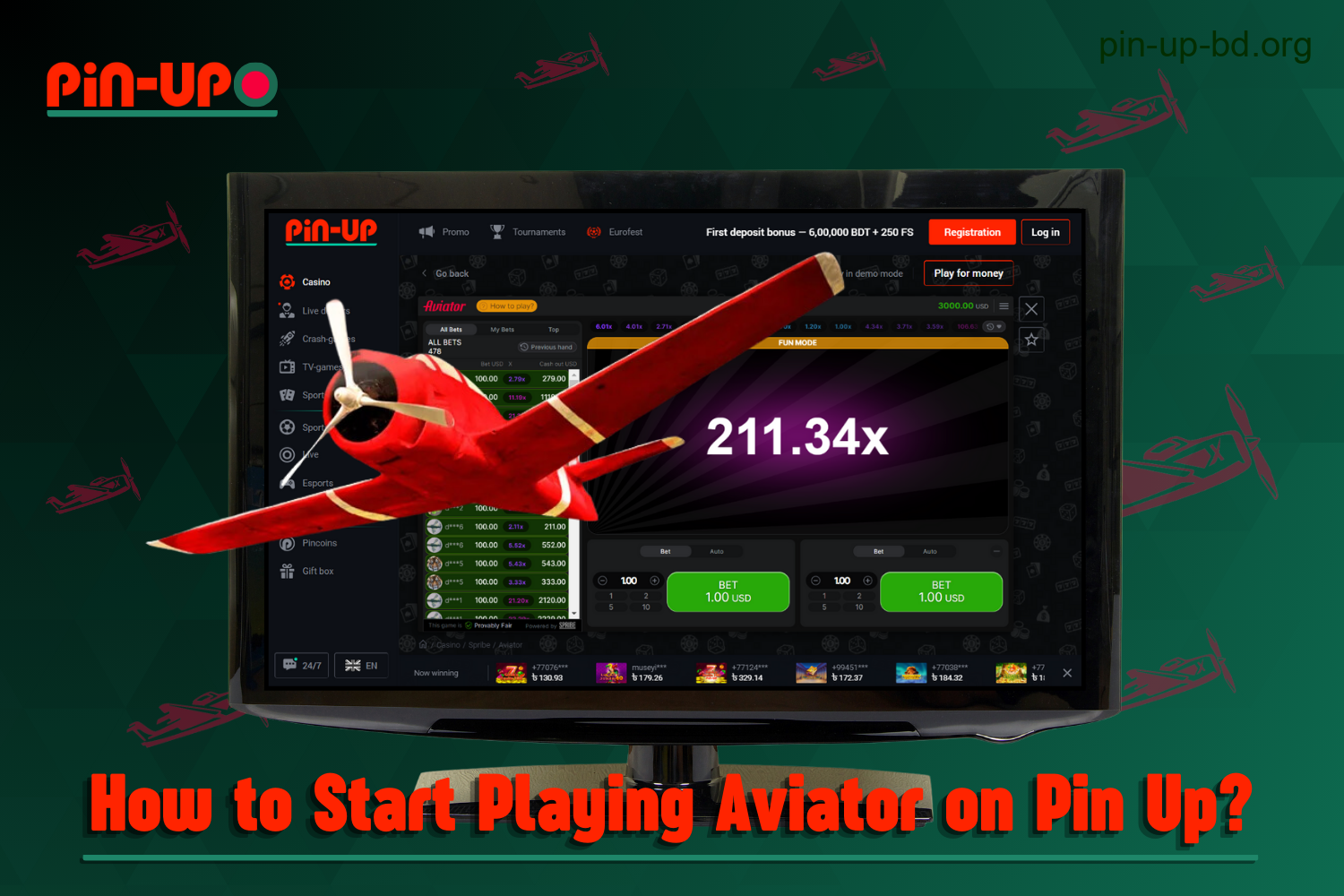 To start playing Pin Up Aviator, users from Bangladesh should follow a few simple steps