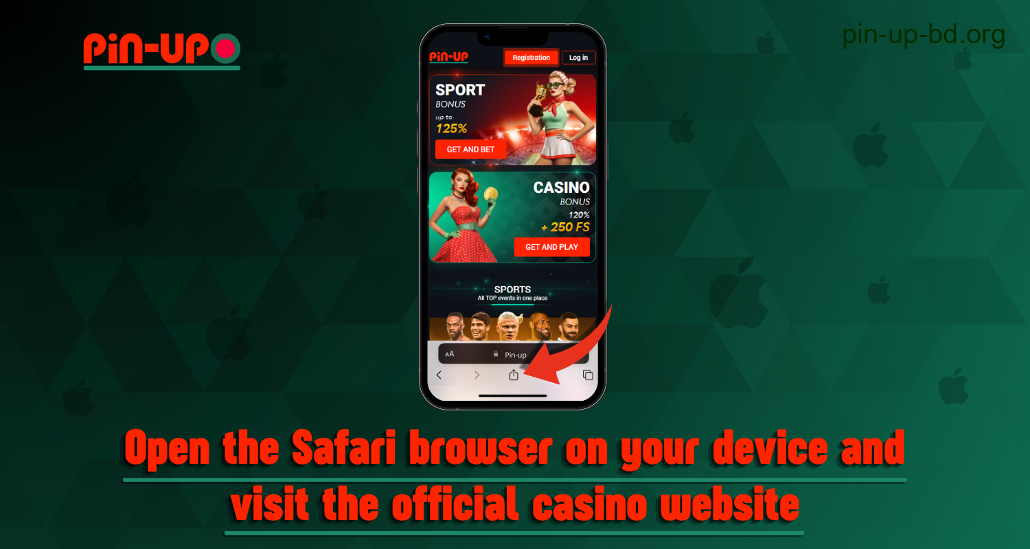 To download the Pin Up mobile app on iPhone, users from Bangladesh should open the Safari browser on their devices and visit the casino's official website