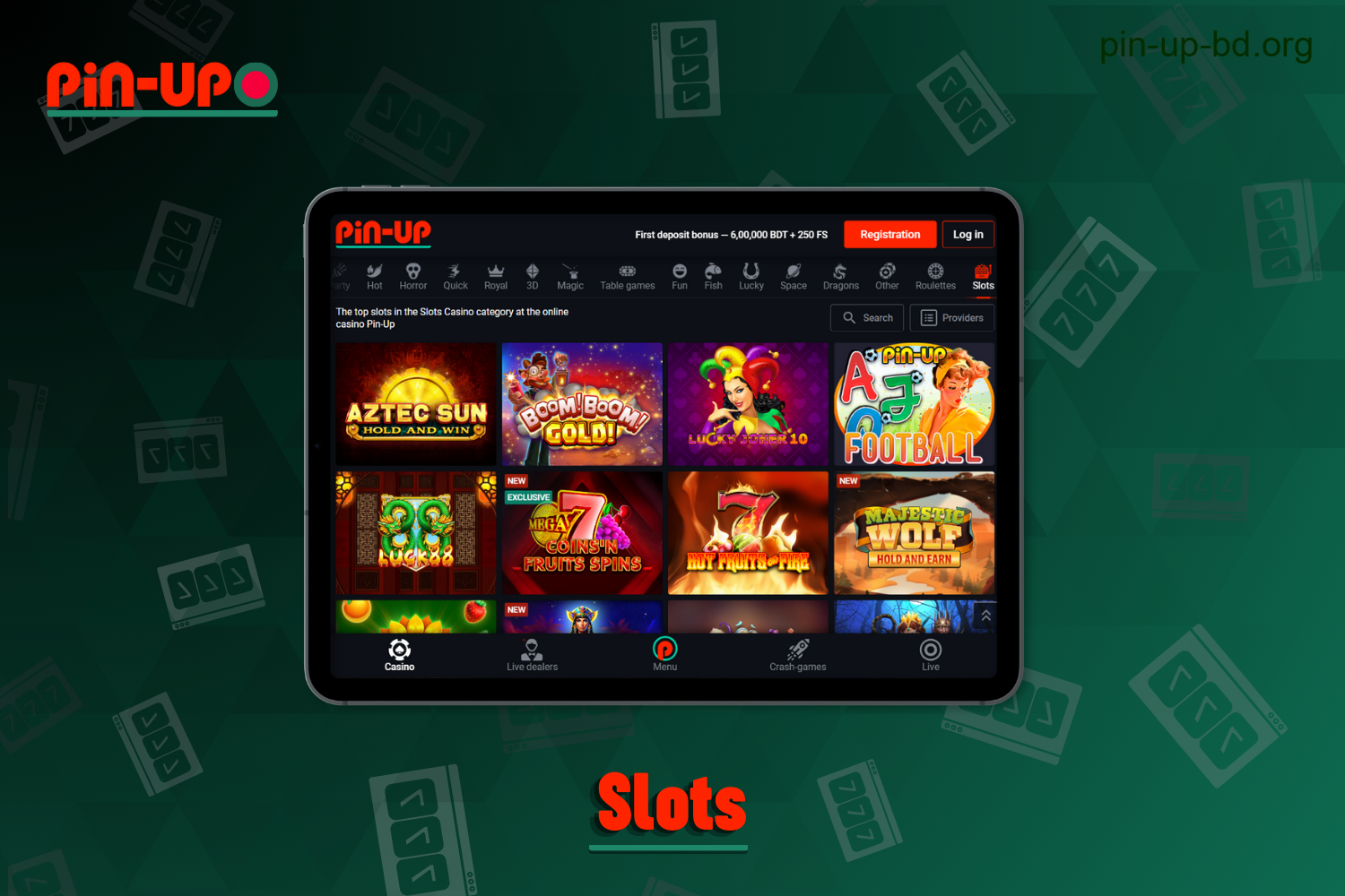 On the Pin Up website, players from Bangladesh can find a large selection of slots